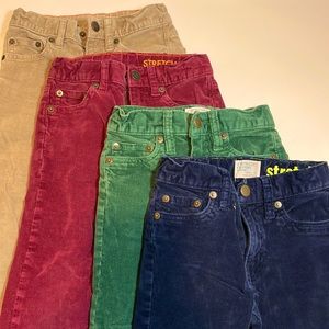 J Crew Crew Cuts corduroy pants size 6 slim in navy, light brown, green, maroon